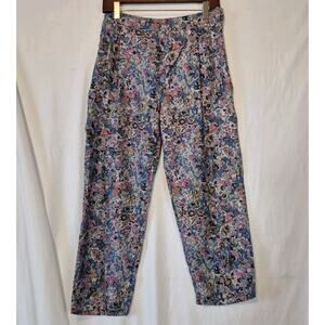 Y2K Marc By Marc Jacobs Colorful Pleated 100% Silk Straight Cropped Pants US 0